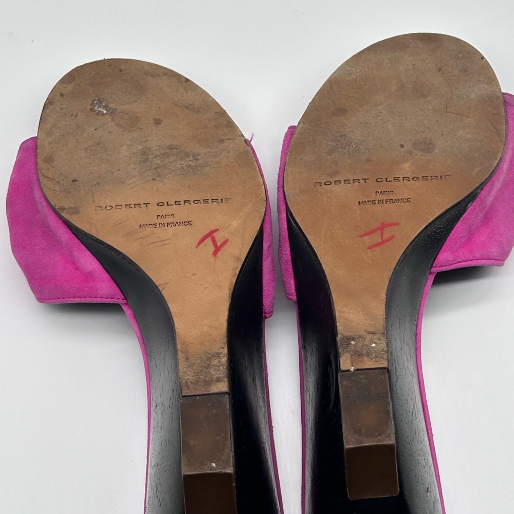 Robert Clergerie Pink Suede Knot Wedge Sandals - Picture 15 of 16
